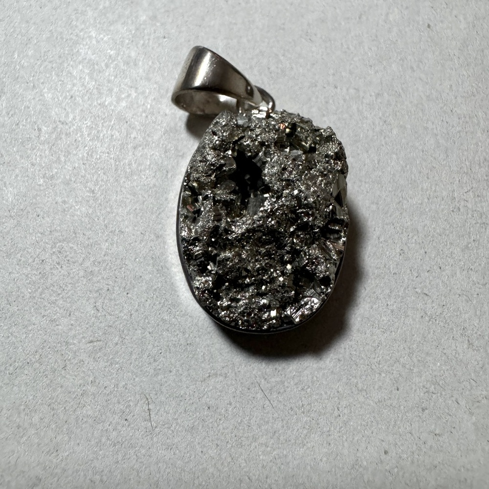 Silver pyrite gemstone pendant